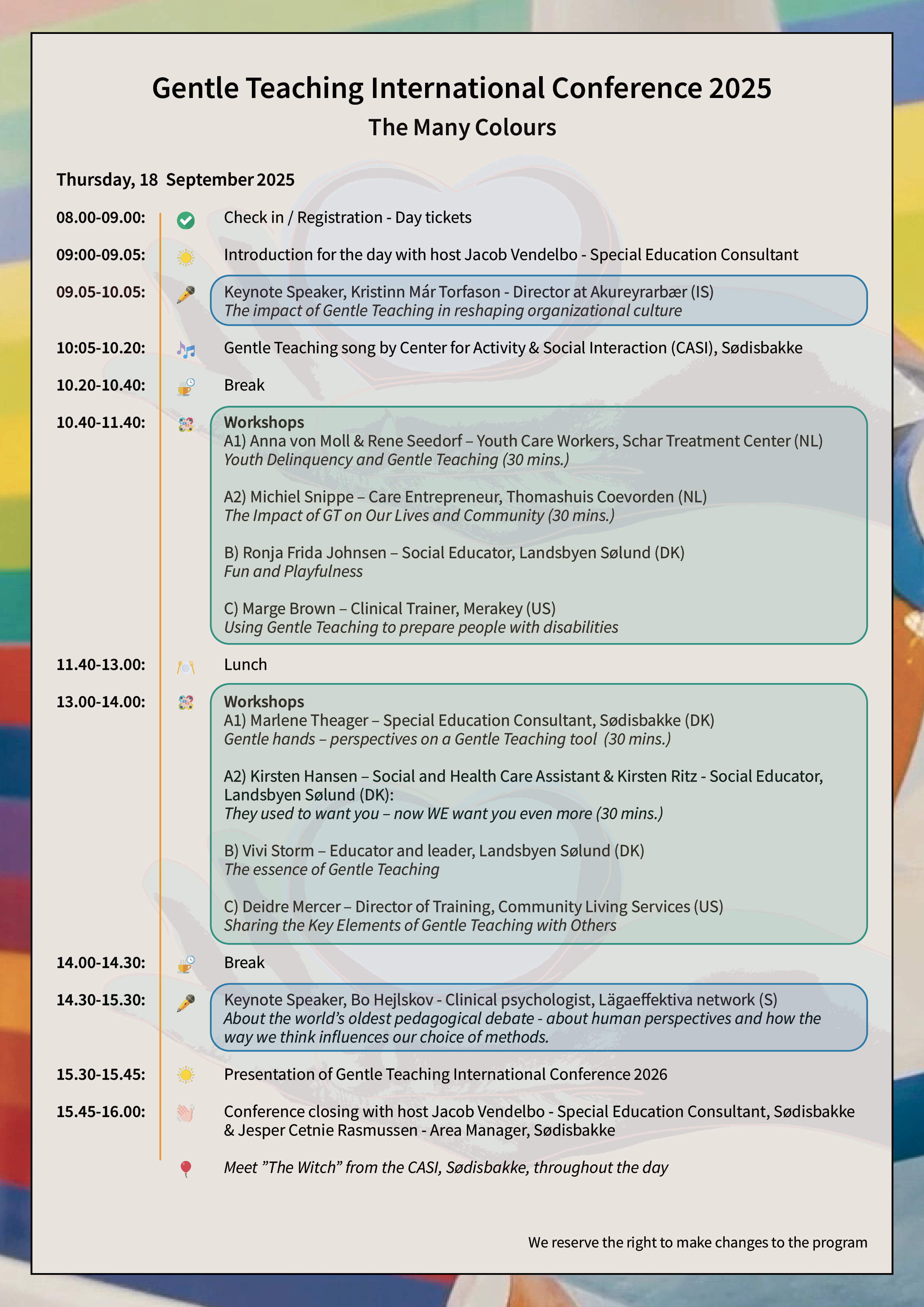 Gentle Teaching Conference Program, Thursday